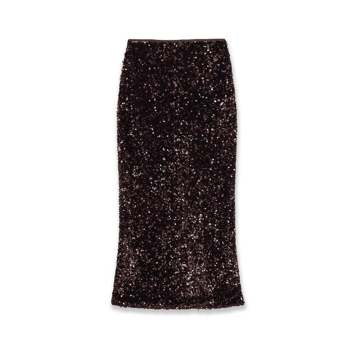 Women Sequin Pencil Skirt with Tailored Midi Length Mune Fashion