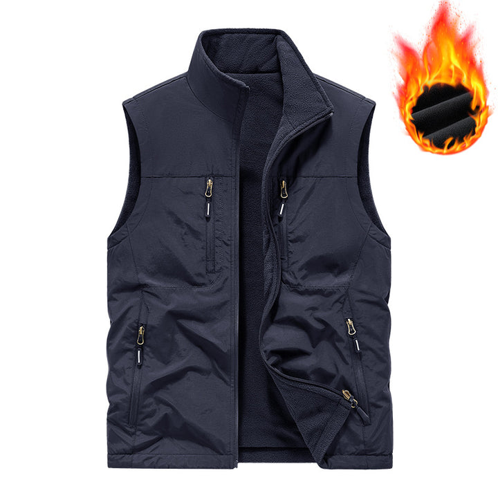 Men's Insulated Outdoor Thermal Vest with Fleece Lining, Zipper Pockets & Windproof Exterior Mune Fashion