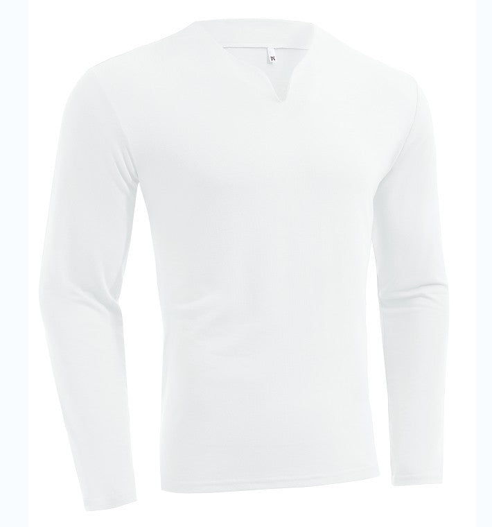 Men's long sleeve shirt with V-neck Slim Fit cotton blend and elastic comfort waistband Mune Fashion