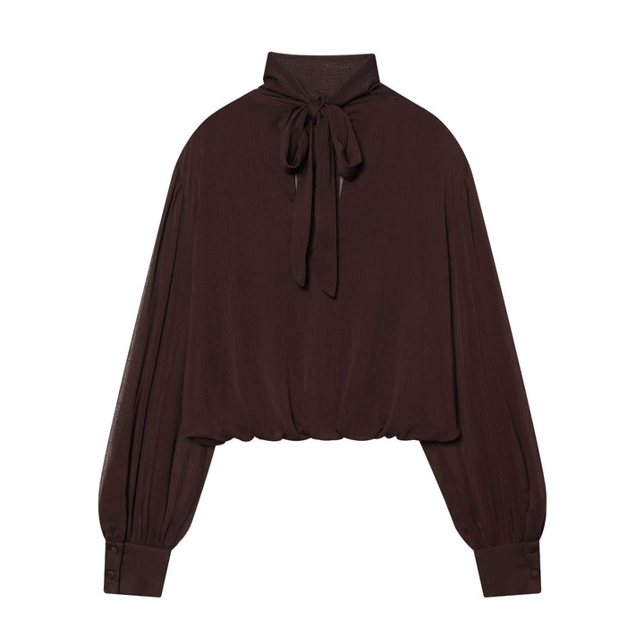 Women's draped cropped top with turtleneck and balloon sleeves Mune Fashion