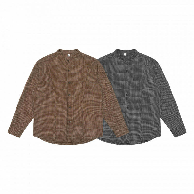 Men's overshirt jacket with stand-up collar, houndstooth pattern and rounded hem Mune Fashion
