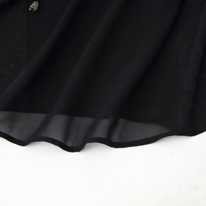 Women Chiffon blouse with sequin trim, balloon sleeves and tie collar Mune Fashion