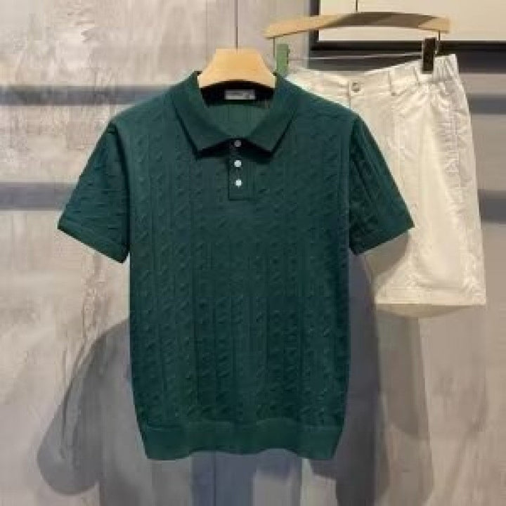 Men's Elegant Short Sleeve Polo Shirt with Textured Design Mune Fashion