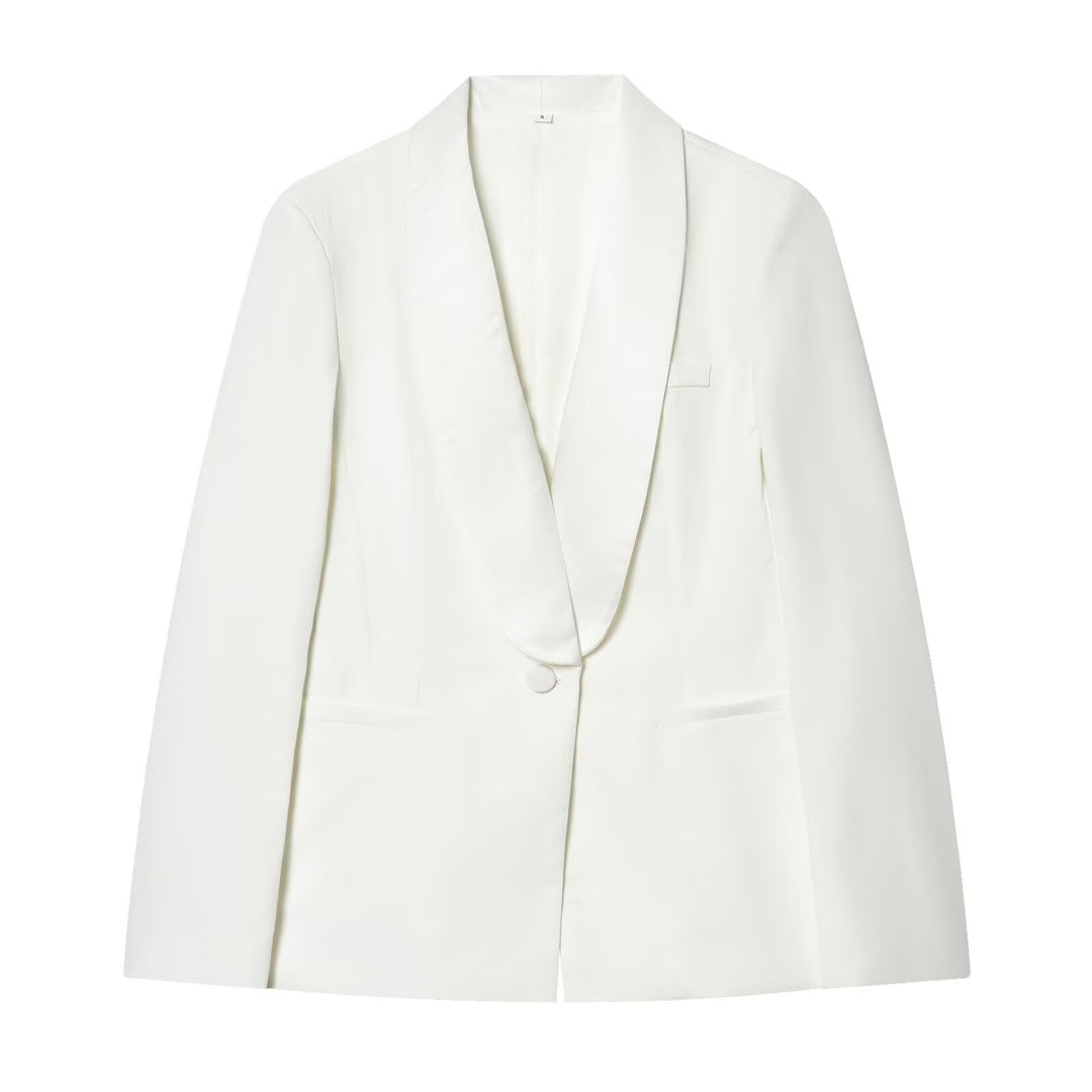 Women’s Tuxedo Blazer with Shawl Collar and Single Button Closure Mune Fashion