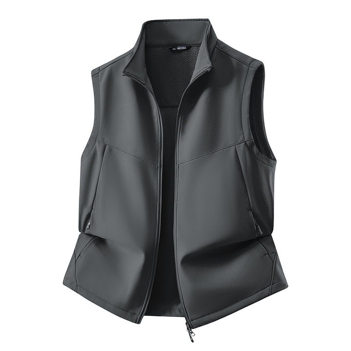 Women's Sleeveless Softshell Vest with Stand-Up Collar, Stretch Lining and Two-Way Zipper Mune Fashion