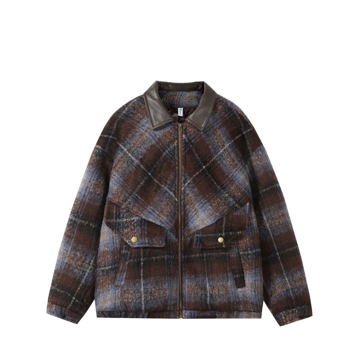 Unisex Boxy-Short Blouson in Overshirt Style with Faux Leather Collar and Flap Pockets Mune Fashion