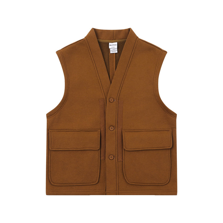 Unisex Utility Vest with V-Neck, large flap pockets and button placket Mune Fashion