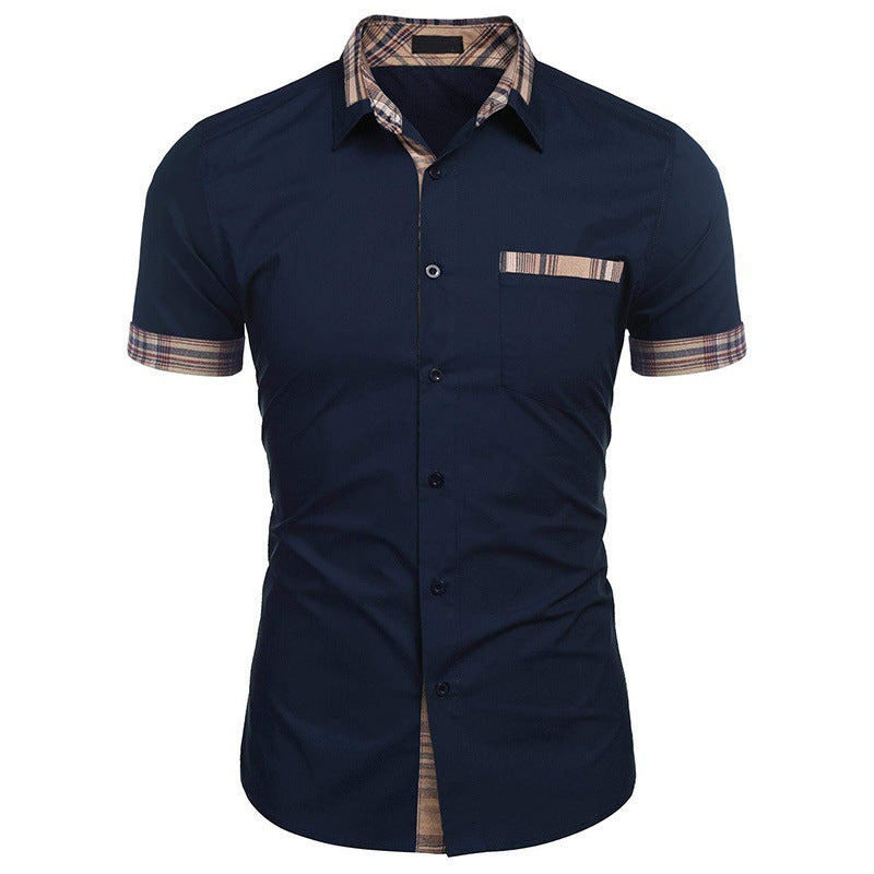 Men's Short-Sleeve Shirt with Classic Check Pattern and Modern Cut Mune