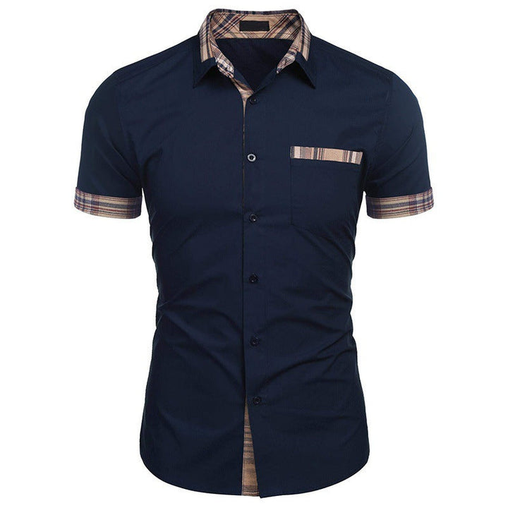 Men's Short-Sleeve Shirt with Classic Check Pattern and Modern Cut Mune
