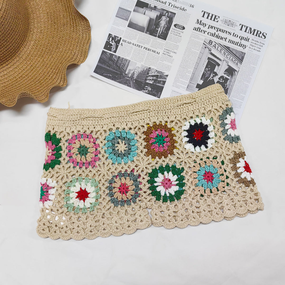 Women's crochet shorts with colorful granny square pattern Mune Fashion