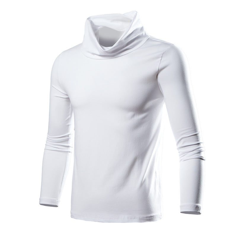 Men's Fitted Long Sleeve with Draped Funnel Neck and Elastic Cotton Blend Mune Fashion