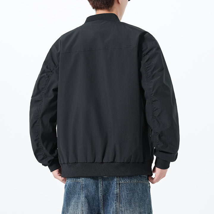 Men's Lightweight Bomber Jacket in Utility Style with Arm Pocket and Ribbed Cuffs Mune Fashion