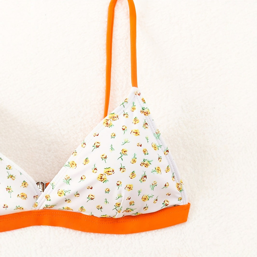 Women’s Flower Pattern Bikini with Sophisticated Cut Mune Fashion