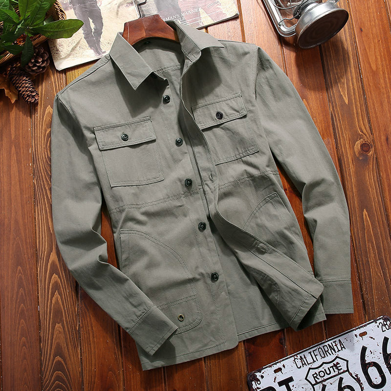 Men's lightweight canvas field shirt jacket with chest patch pockets and utility details Mune Fashion