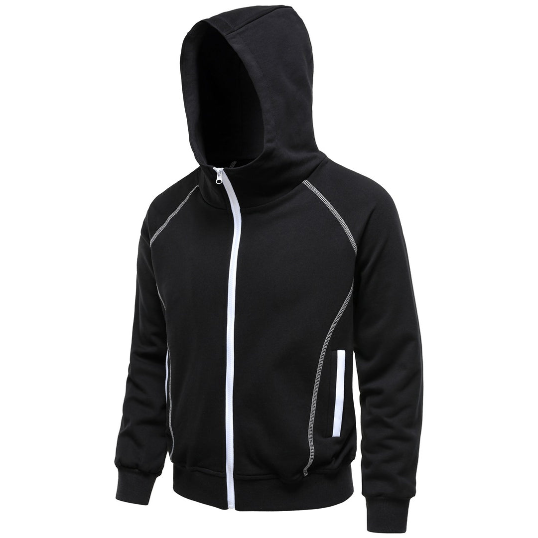 Men's hoodie zip jacket in sporty raglan style with contrast seams and ribbed cuffs Mune Fashion