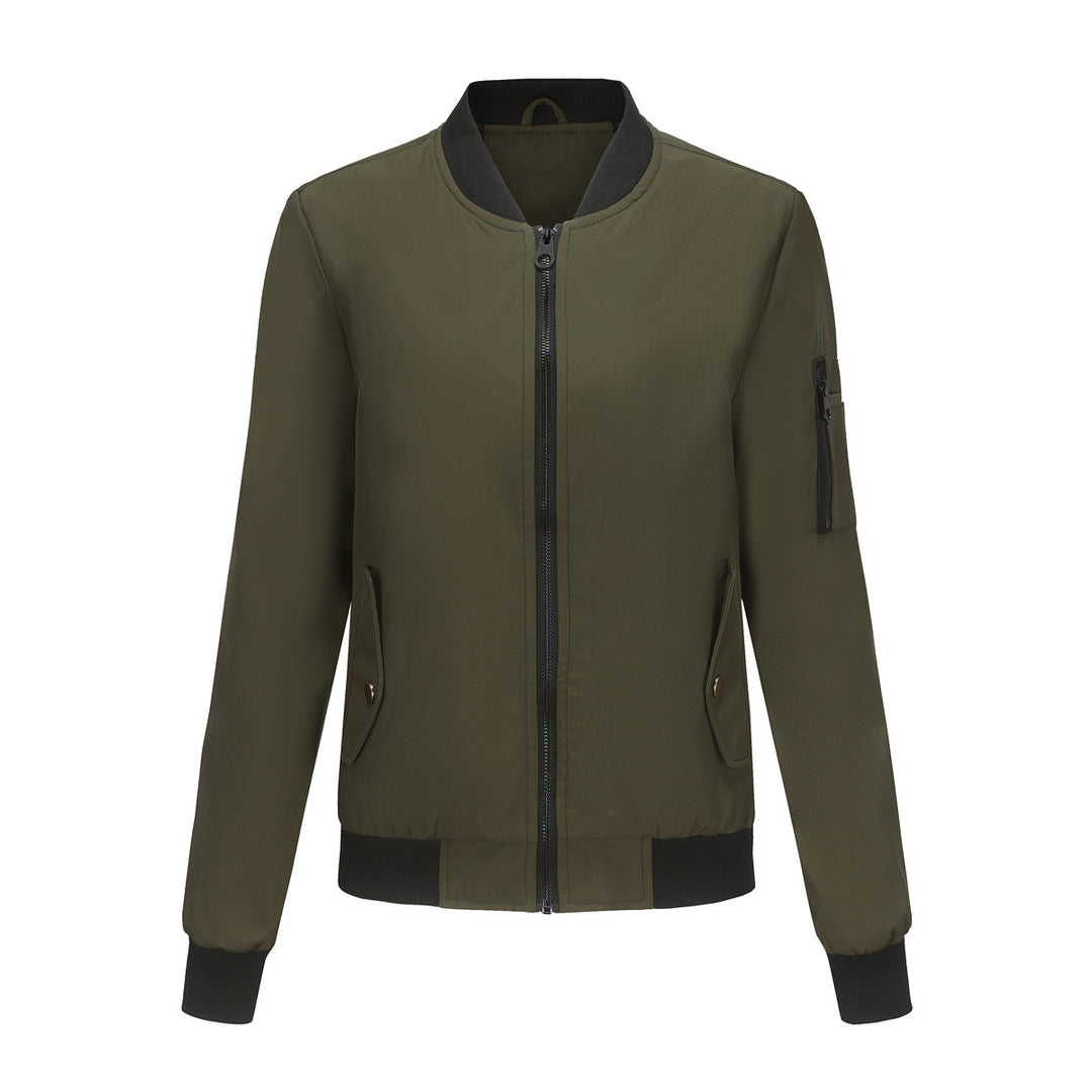 Women's lightweight bomber jacket with arm pocket, contrast cuffs, and sporty fit Mune Fashion