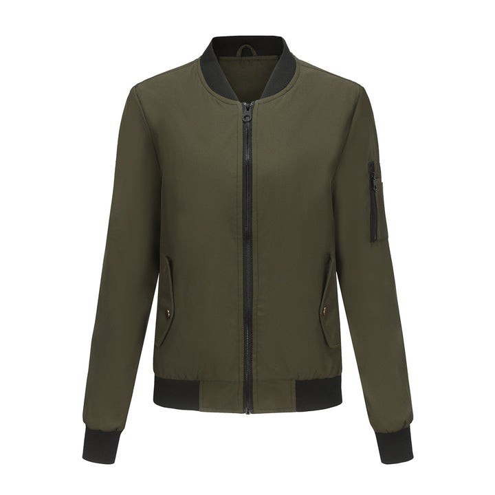 Women's lightweight bomber jacket with arm pocket, contrast cuffs, and sporty fit Mune Fashion
