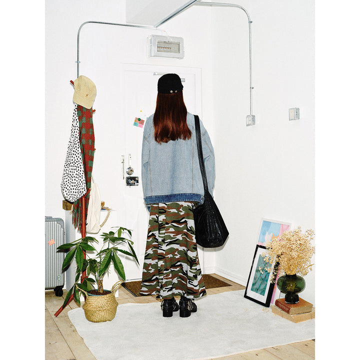 Unisex Oversize Jeans Jacket in Boxy Cut with Contrast Trim and Chest Flaps Mune Fashion