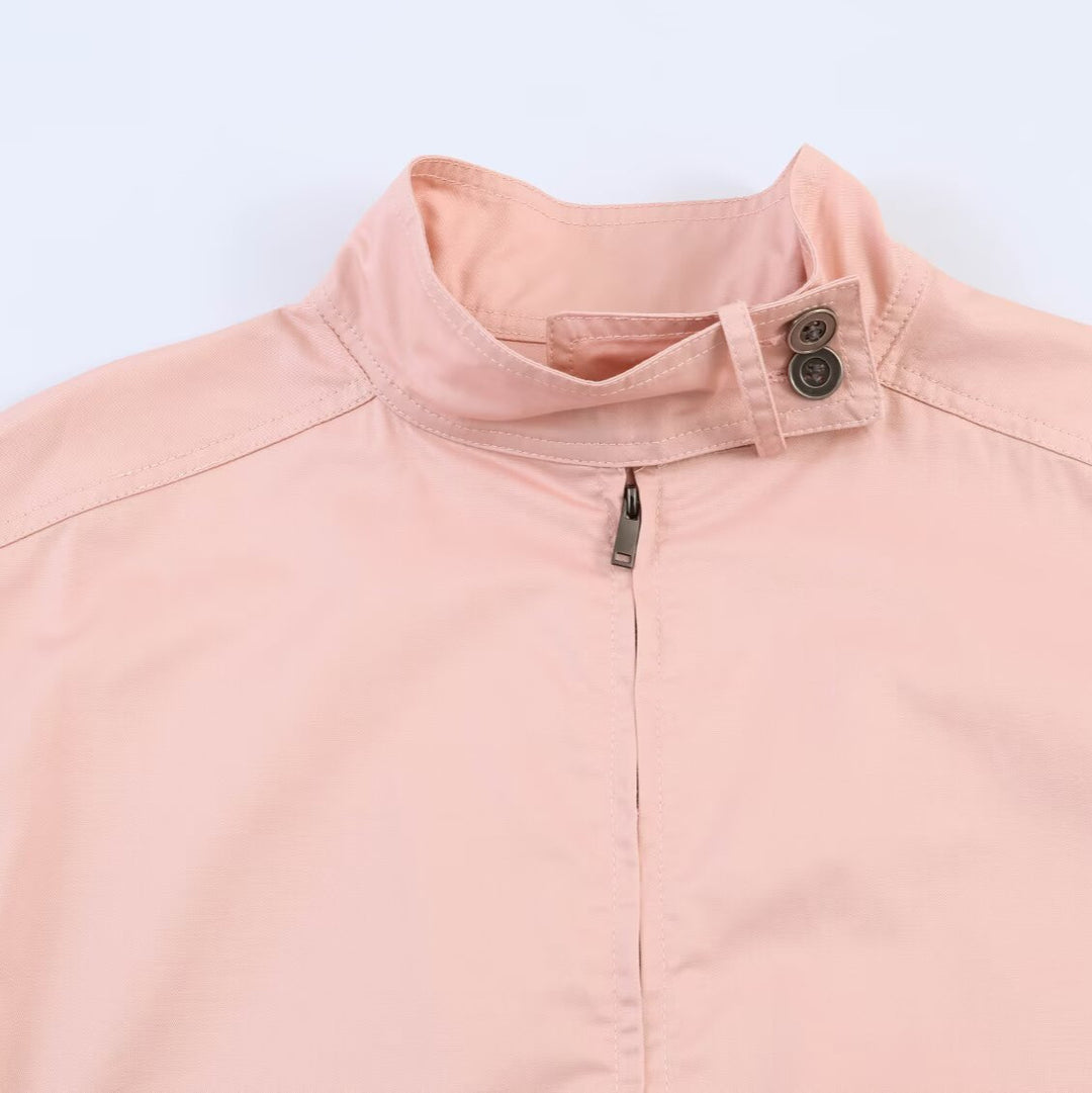 Women Lightweight Cropped Field Jacket with Stand-up Collar, Drawstring and Flap Pockets Mune Fashion