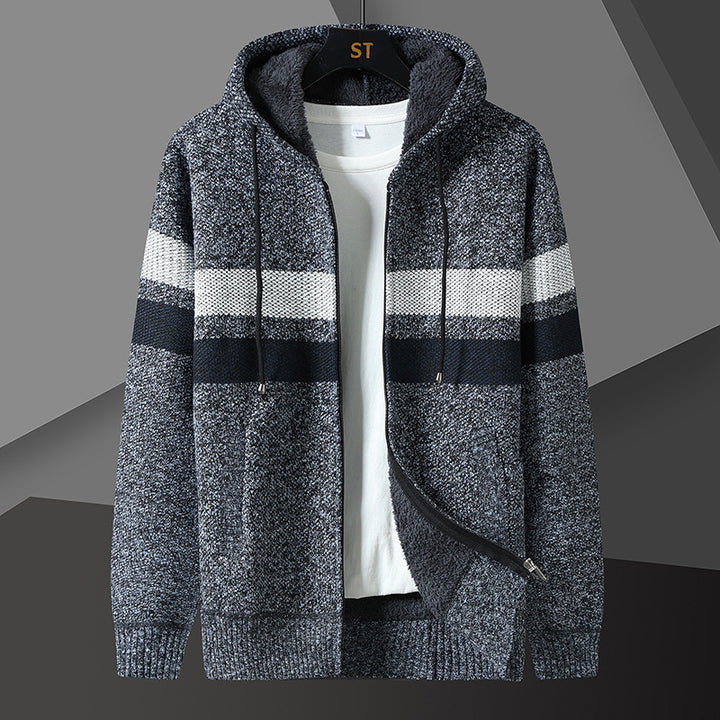 Men's padded knit hooded jacket with full zip and teddy lining Mune Fashion