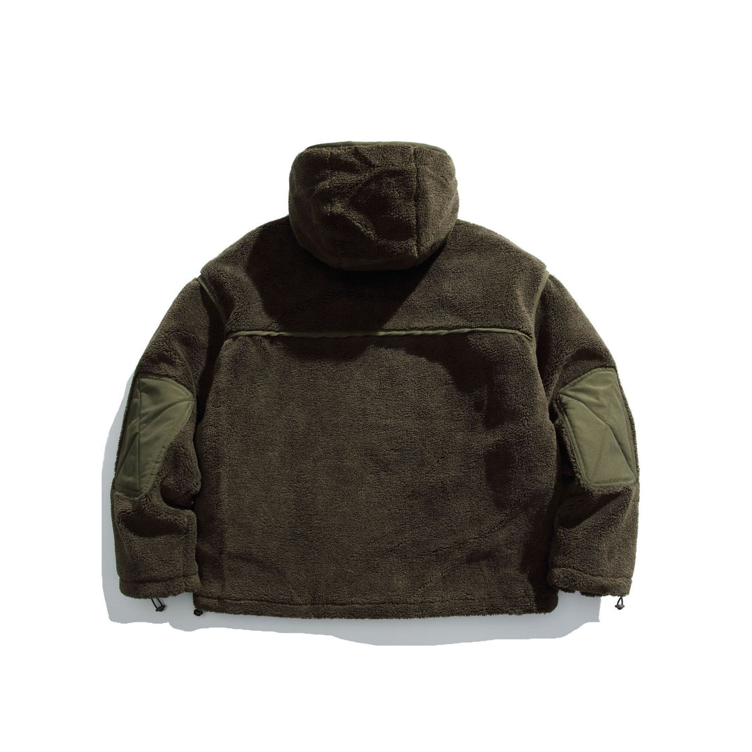 Unisex Insulated Fleece Utility Jacket with Hood and XXL Flap Pockets Mune Fashion