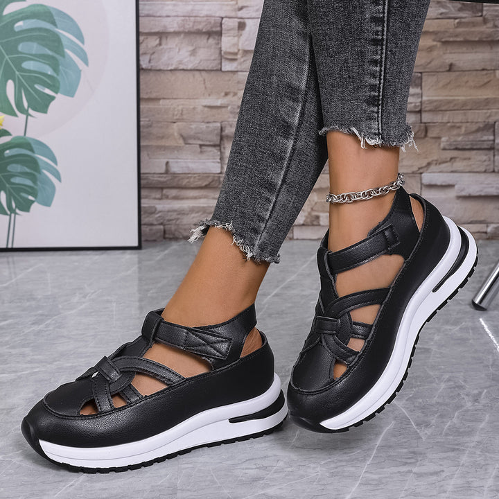 Women's Platform Sneaker Sandal with Closed Toe and Velcro Closure Mune Fashion