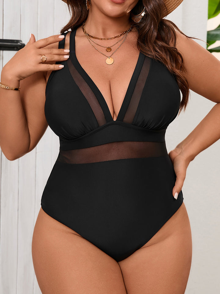 Women's One-Piece Swimsuit with Transparent Mesh Inserts Mune Fashion