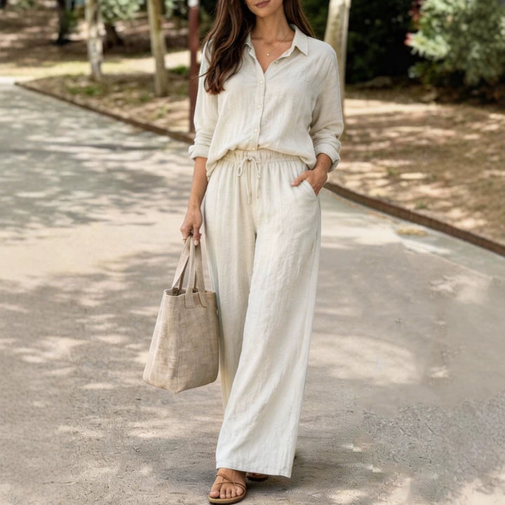 Ladies Lightweight and Comfortable Summer Blouse with Wide Pants Mune Fashion