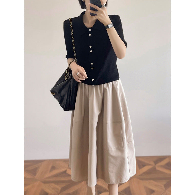 Women Elegant, wide-cut Midi skirt Mune Fashion