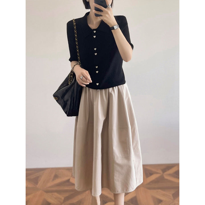 Women Elegant, wide-cut Midi skirt Mune Fashion