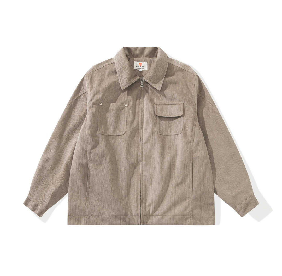 Unisex Boxy Cut Cord Over Shirt with Zipper and Flap Pockets Mune Fashion