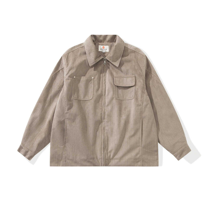 Unisex Boxy Cut Cord Over Shirt with Zipper and Flap Pockets Mune Fashion