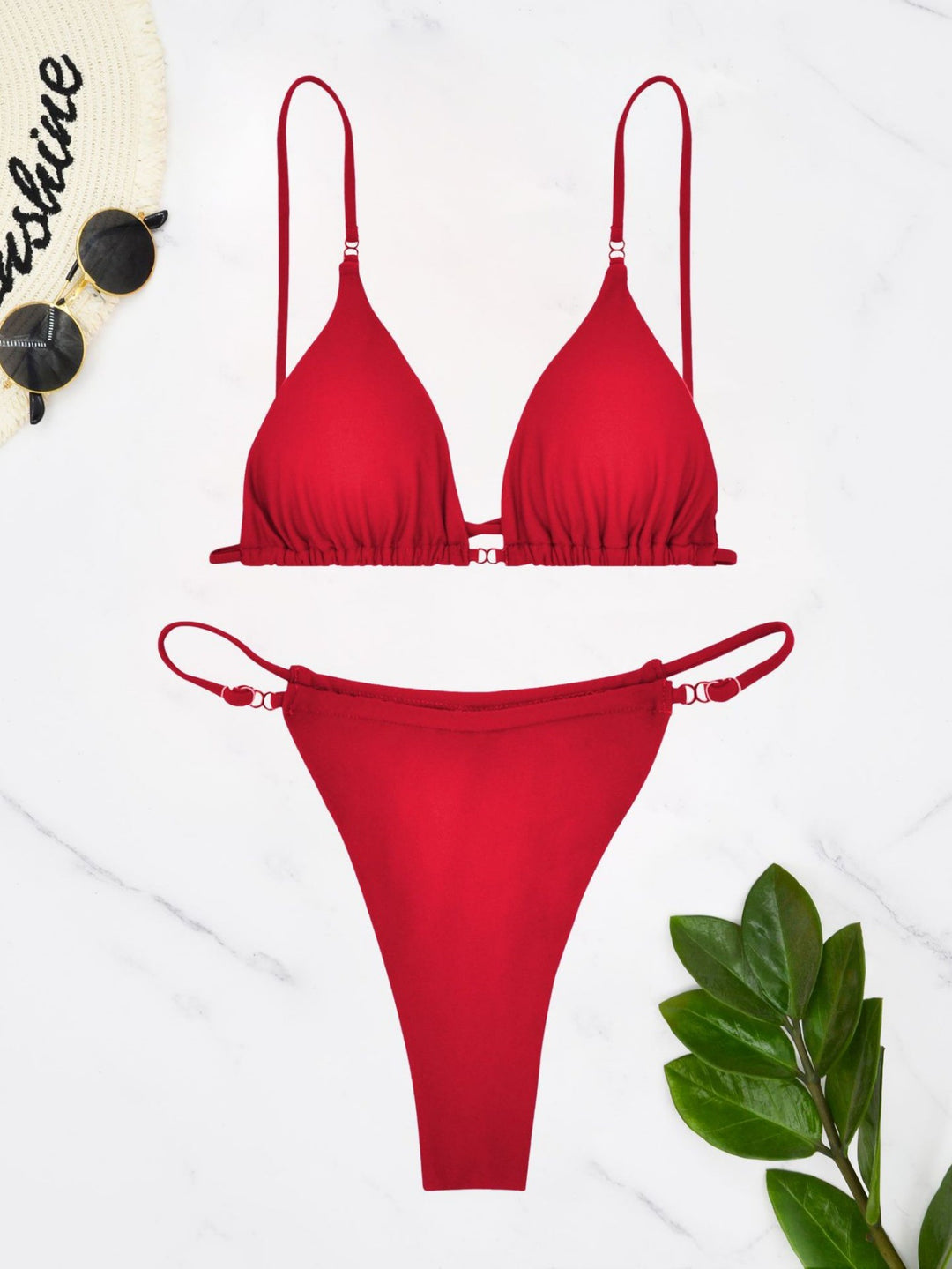 Women's Triangle Bikini Set with Adjustable Straps and Figure-Flattering Fit Mune Fashion
