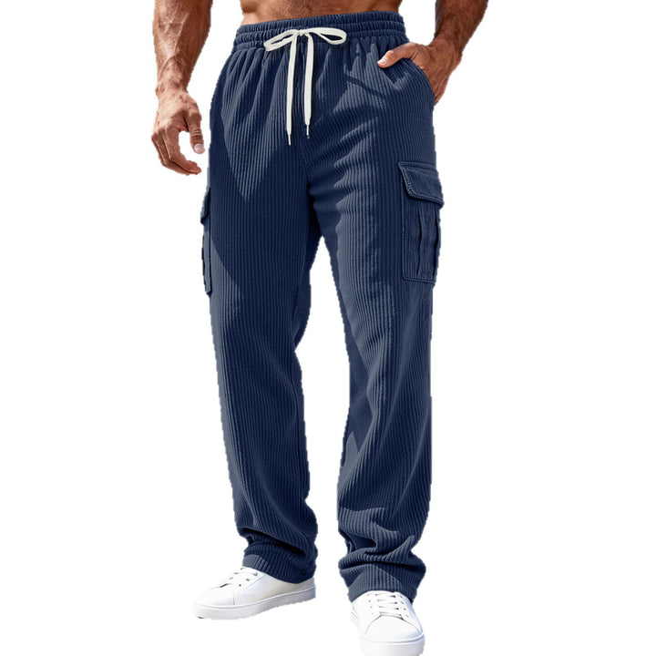 Men Ribbed Cargo Sweatpants with Drawstring and Elastic Waistband Mune Fashion