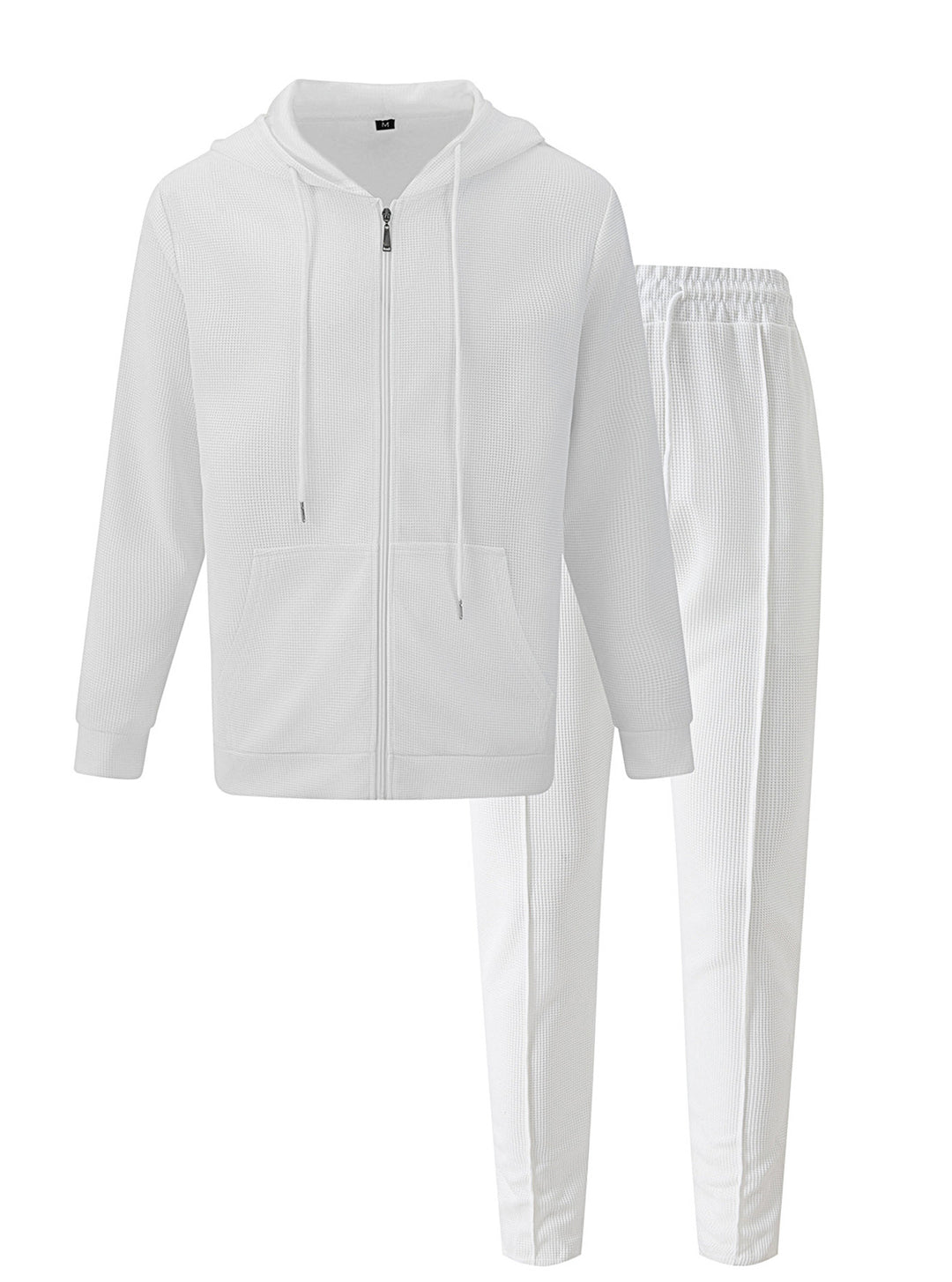Men's waffle texture tracksuit with hooded zip jacket and tapered jogging pants Mune Fashion