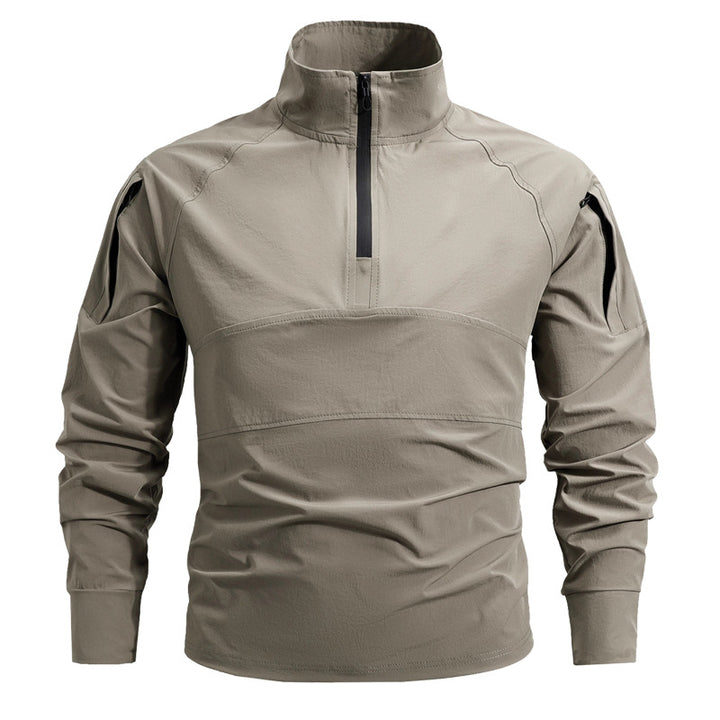 Men's tactical half-zip softshell pullover with arm pockets and high collar Mune Fashion