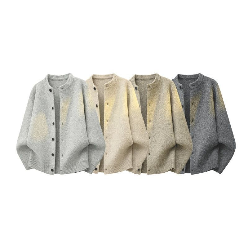 Women's Oversized Knit Jacket in Bomber Style with Round Neck, Ribbed Hem & Balloon Sleeves Mune Fashion