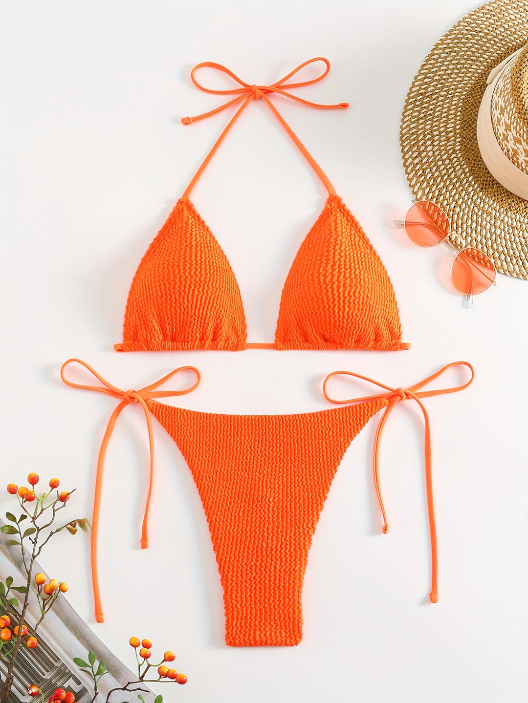 Women Triangle Bikini Set with Adjustable Ties Mune Fashion