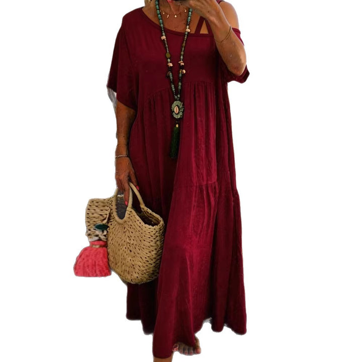 Ladies Maxi Dress with Casual Cut and Asymmetrical Design Mune Fashion
