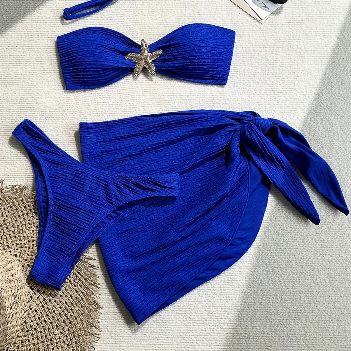 Women's bandeau bikini set with playful wrap skirt and sparkling starfish detail Mune Fashion