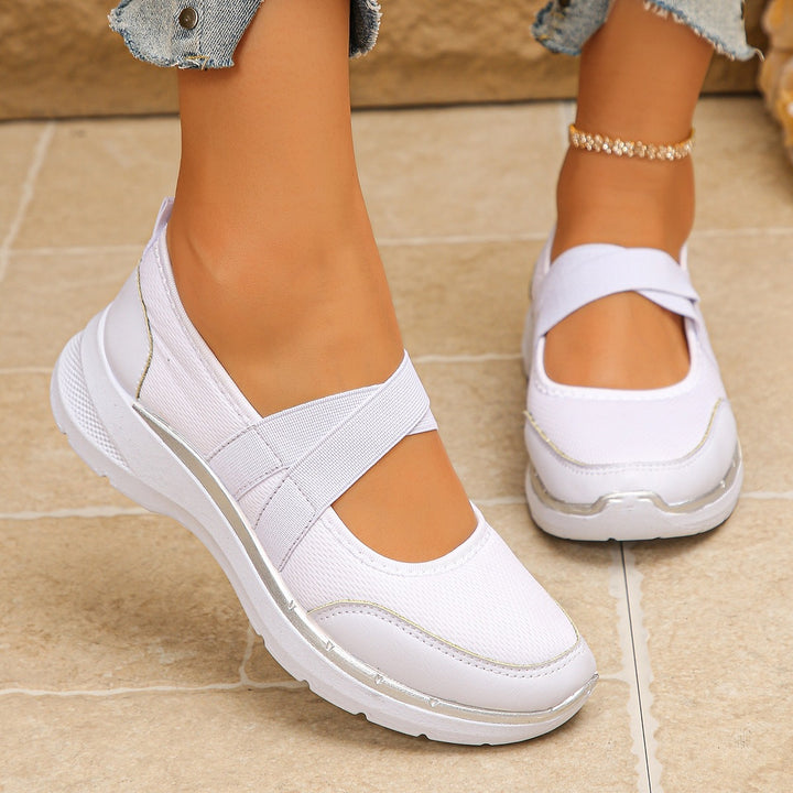 Women's Sportive Mary-Jane Sneaker with Elastic Cross Strap Mune Fashion