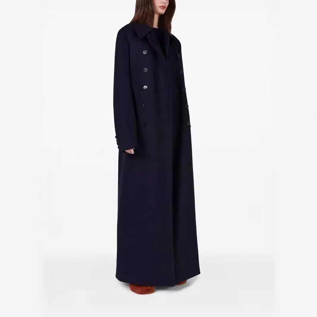 Women’s maximal long double-breasted wool coat with loose oversized fit Mune Fashion