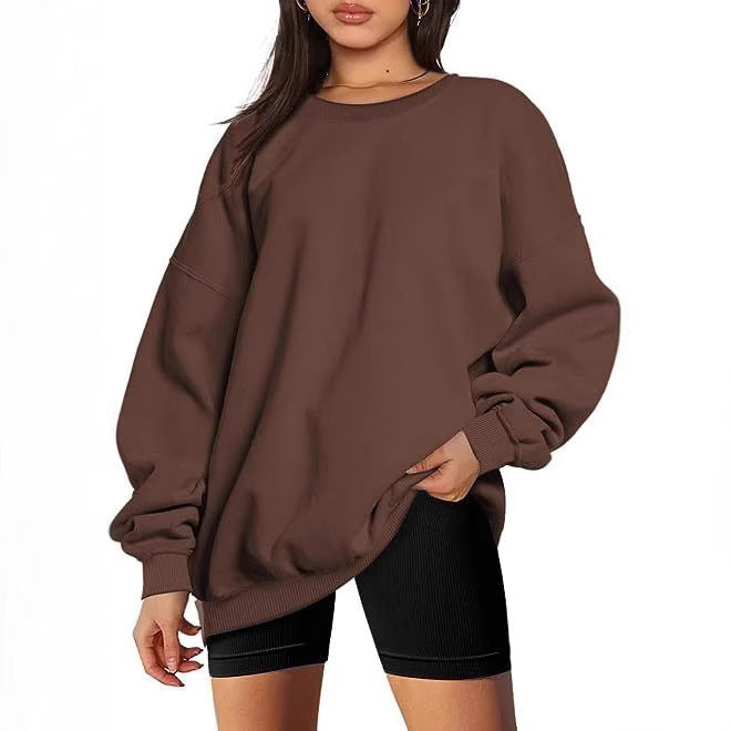 Women's extra long oversized sweatshirt with balloon sleeves, ribbed hem and brushed interior Mune Fashion