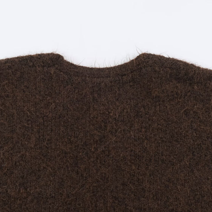 Women's Oversized Knit Coat with V-Neck, Cozy Boucle Look and Patch Pockets Mune Fashion