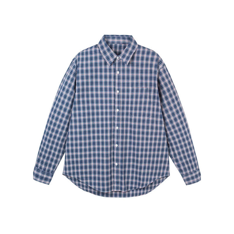 Men's Casual Check Shirt in Overshirt Style with Button-Down Collar and Rounded Hem Mune Fashion