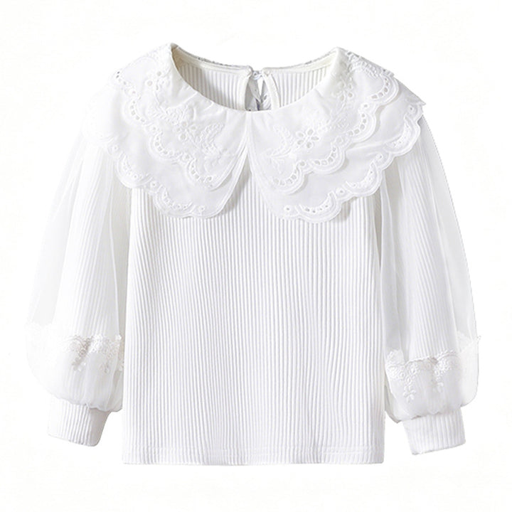 Girl blouse with lace collar and transparent sleeves Mune Fashion
