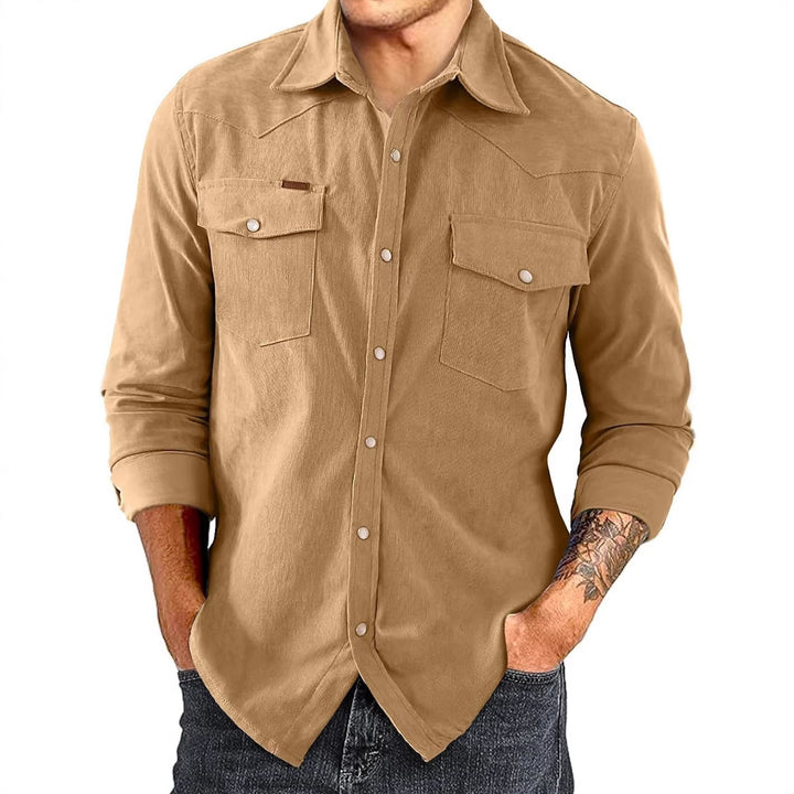 Men's Casual Cotton Shirt with Check Pattern