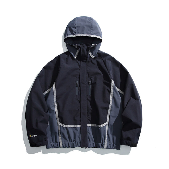 Unisex Water-repellent technical hooded jacket with reflective piping and elastic hem Mune Fashion