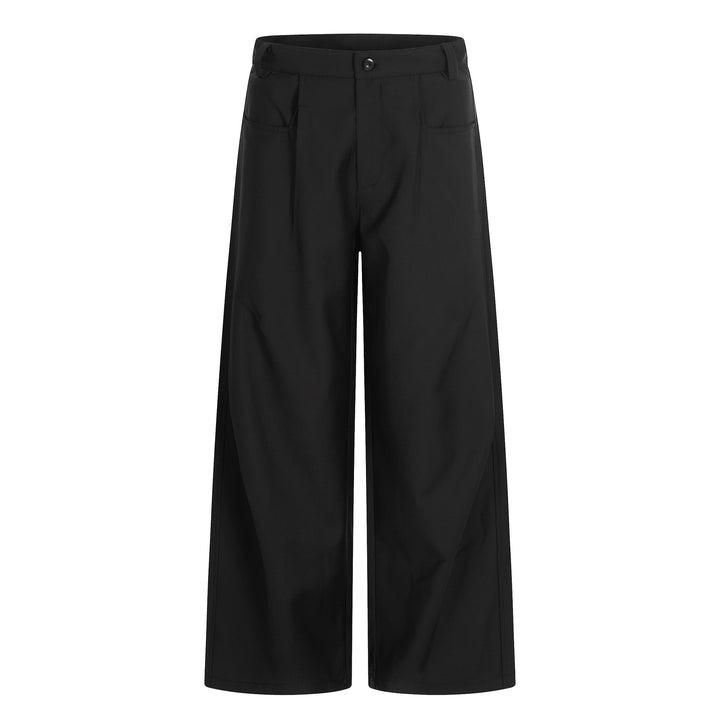 Women's Wide Culotte Pants with Pleats, High Waist and Patch Pockets Mune Fashion