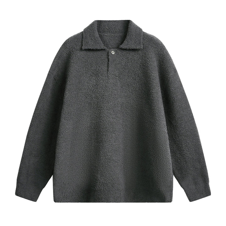 Unisex Fleece Polo Pullover with Button Collar and Teddy Structure Mune Fashion